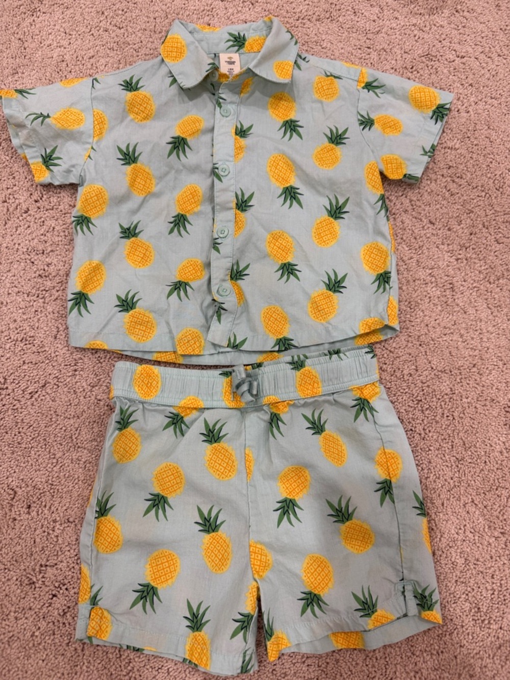 Tucker + Tate Pineapple Print Short Set - Yellow on Light Blue